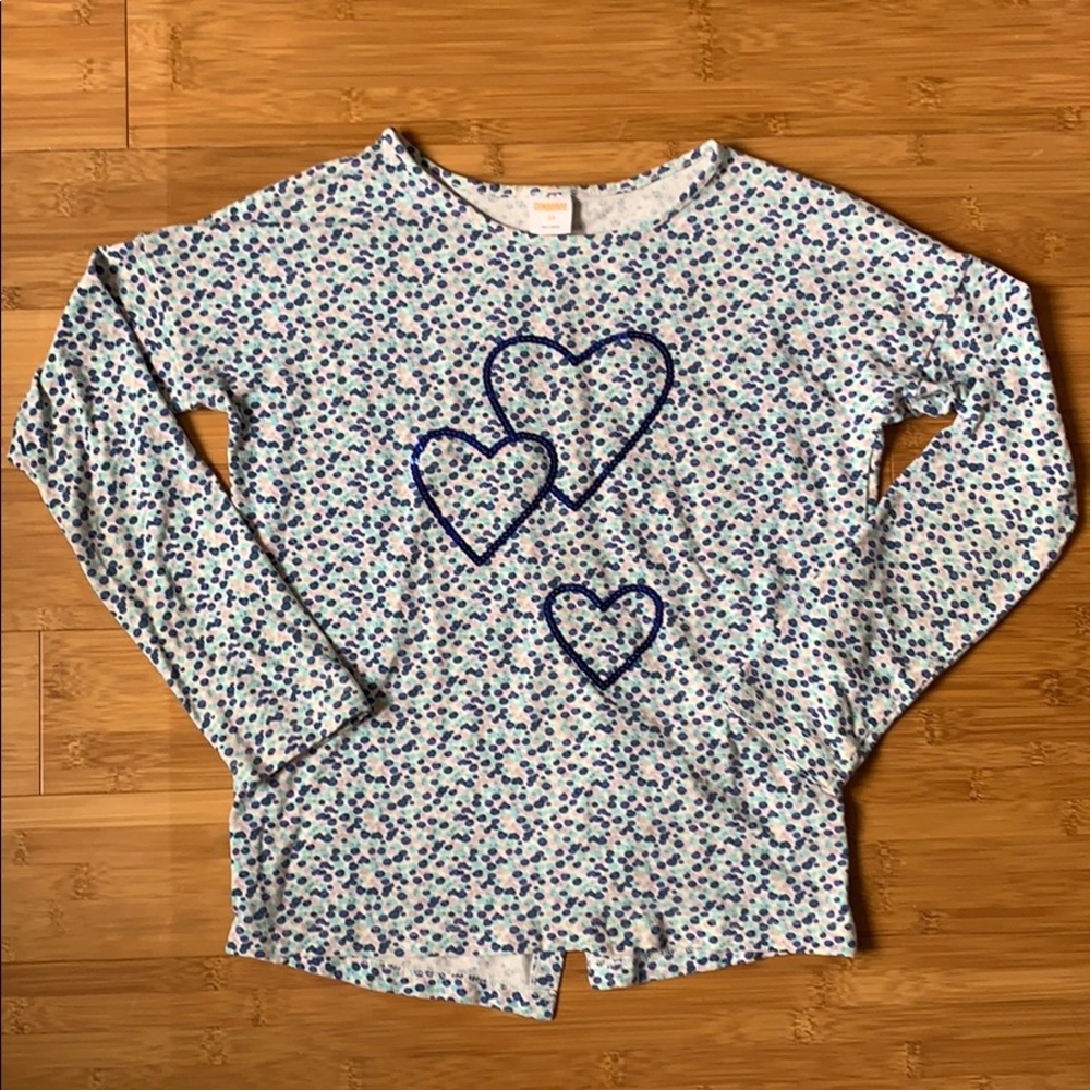 Blue Heart Dotted Long Sleeve Top